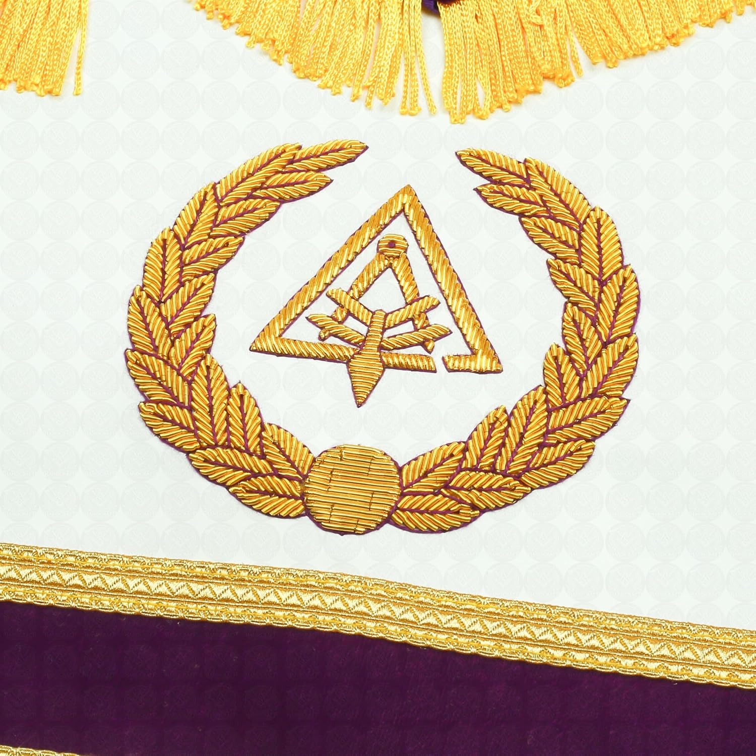 Purple Velvet Past Grand Thrice Illustrious Master Apron – Royal & Select Masters Hand Embroidered Gold Bullion Regalia – 14" x 16" with Back Pocket & Snake Buckle