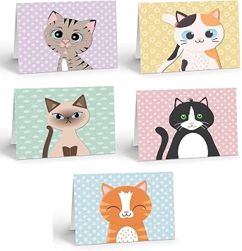 Stonehouse Collection | Assorted Cat Note Cards for Correspondence | Variety of Kitty Thank You Notes, and Quick Notes | Cute Kitten Designs Assorted