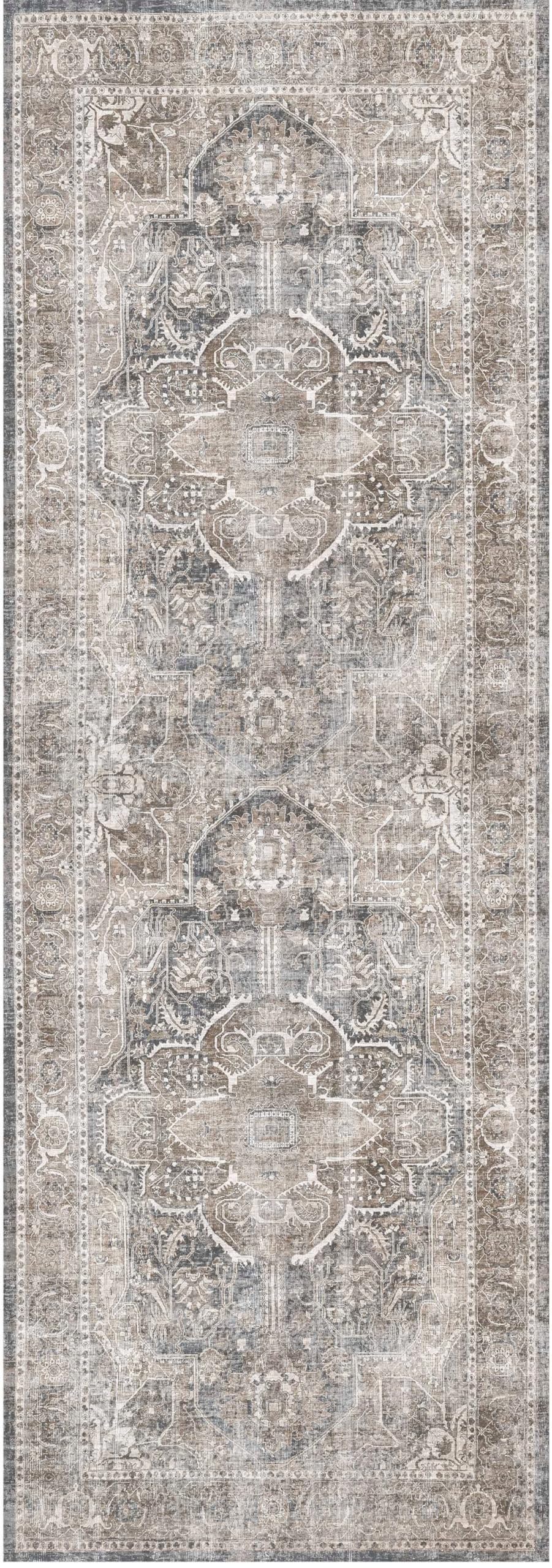 THE RUG COLLECTIVE Machine Washable Runner Rug - Distressed, Entryway Rug, Vintage, Premium Recycled Cotton | Fade & Stain Resistant, Pet & Kid Friendly, Eco Friendly, Non-Shed, Non-Slip | Kendra Ash