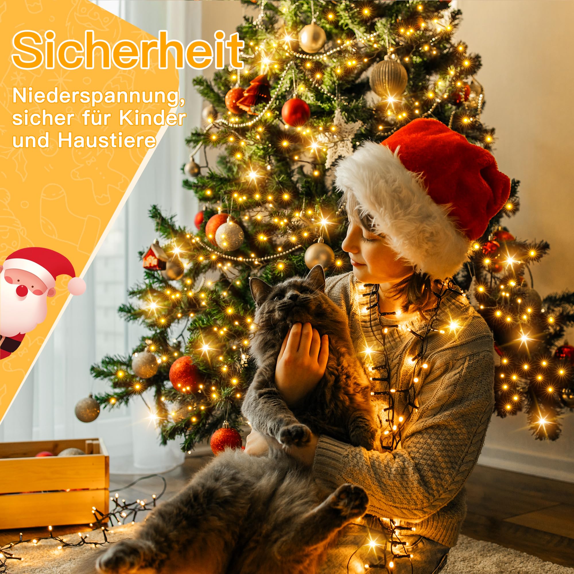 Cluster Lichterkette Weihnachtsbaum Außen 30 m 1500 LEDs, 8 Modi & Timer, Lichterkette mit Stecker & Fernbedienung IP44 wasserdicht für Weihnachtbaum Weihnachten Party Hochzeit (warmweiß)