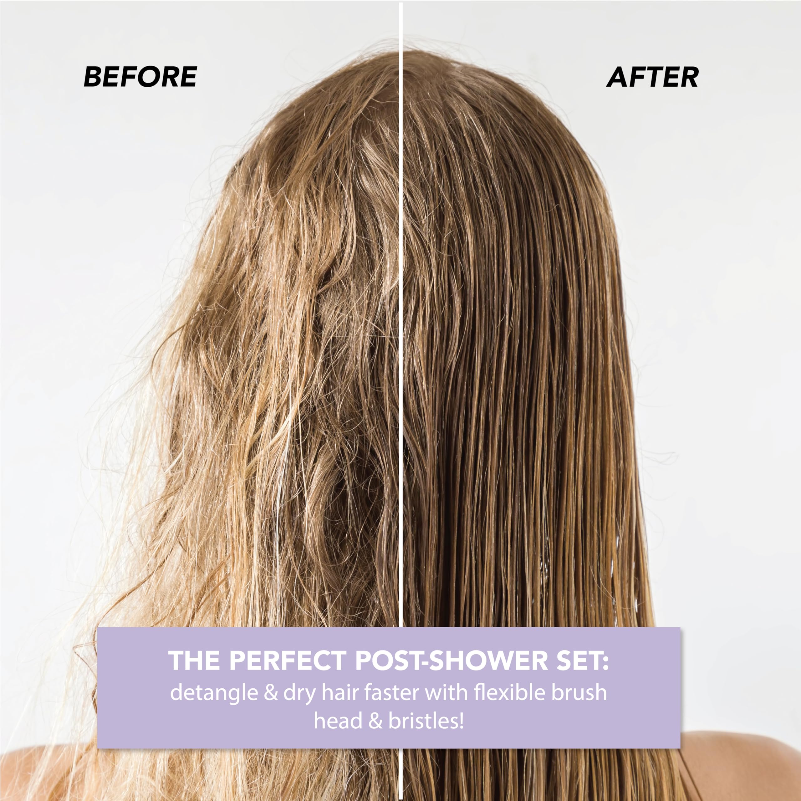 TADA - Juego de cepillo desenredante natural para todo tipo de cabello rizado, grueso, ondulado y fino, juego de cepillos para el cabello para mujeres, hombres y niños (3 unidades, lavanda)