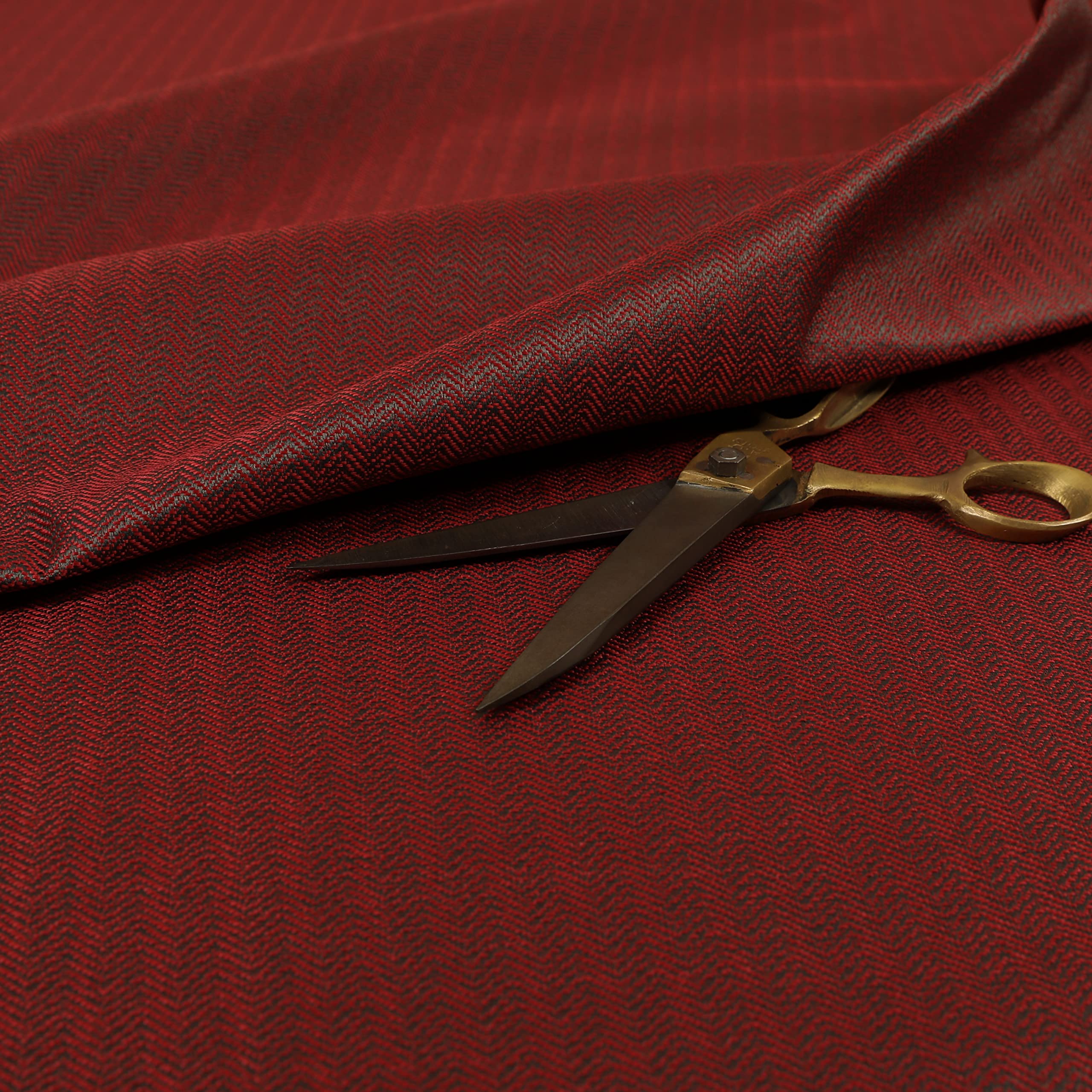 Redbrick Mill Fabrics Flame Retardant Herringbone Pattern Semi Plain Medium Weight Upholstery Fabric Red Pink Colour (1 Metre) โ image 1