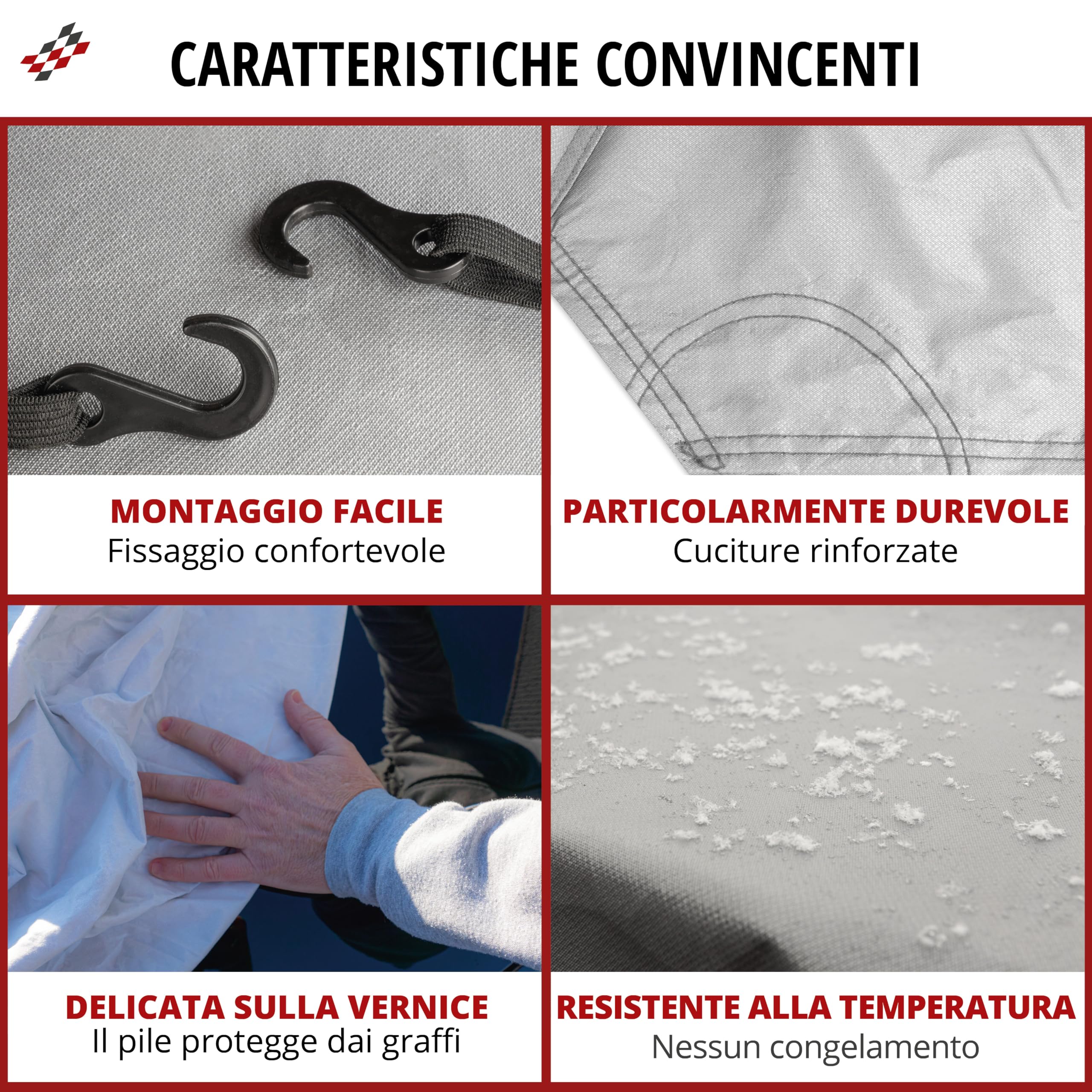 WALSER Telone per auto All Weather, 100% telone per auto resistente alle intemperie, Copertura veicolo mezzo garage Misura 1 Veicolo argento