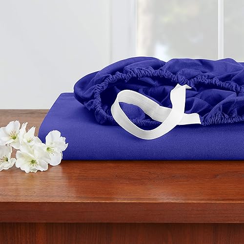 Miniatura 8 de Empyrean Bedding - Juego de sábanas de 6 piezas con correas ajustadas para mayor duración y resistencia, 110 GSM, tejido suave, Microfibra, Azul