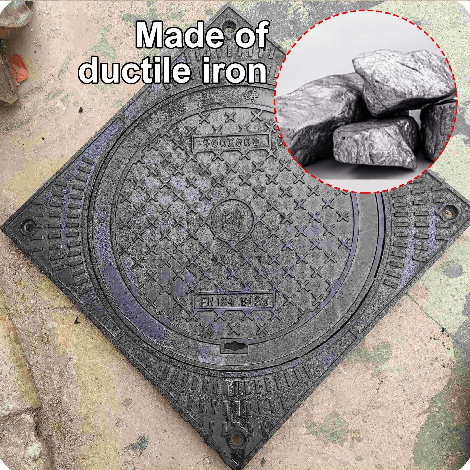 Gietijzeren Putdeksel en Frame, Septische Tankdeksel met Voet, Zware Metalen Inspectiedeksel, Sterk Dragend, voor Oprit, Beton