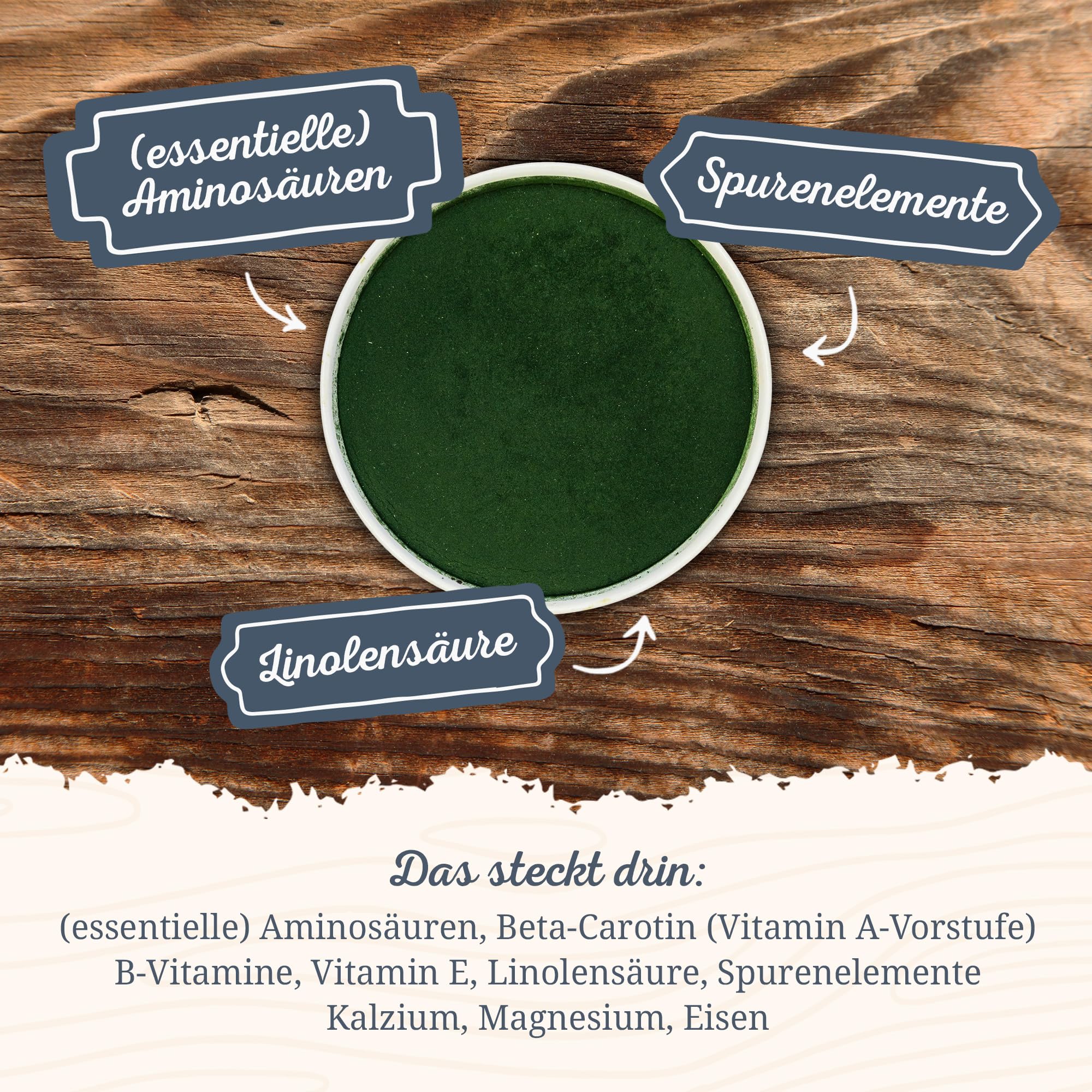 Krauterie Spirulina Alge für Pferde in Spitzenqualität (500 g) - Artgerechtes Einzelfuttermittel mit wertvollen Aminosäuren für Pferde, frei von Zusatzstoffen, Pulver