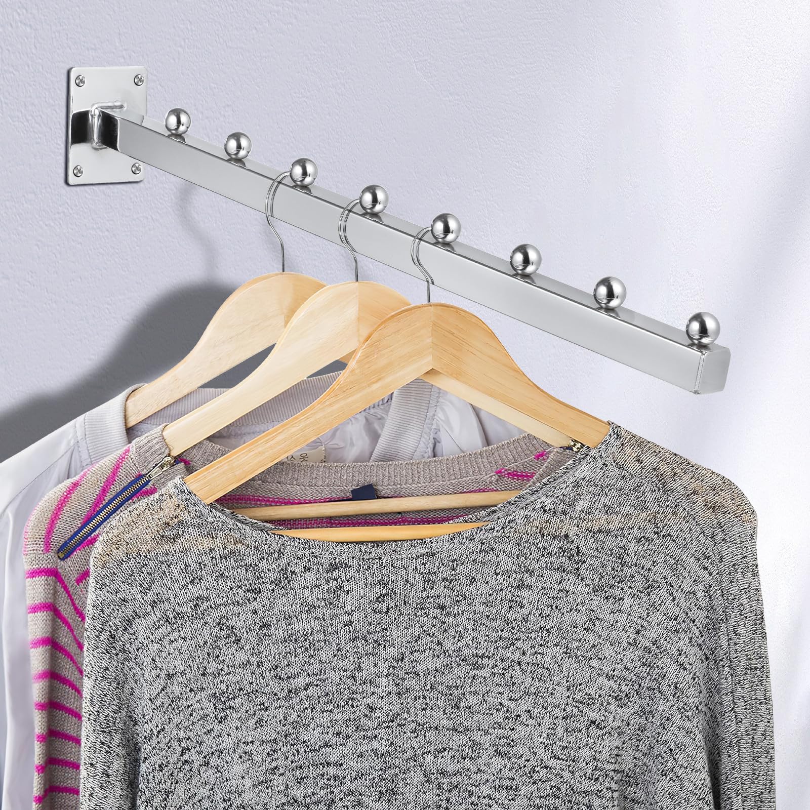 Percha de Pared para Ropa 5 Piezas Hierro Plata Cuadrada