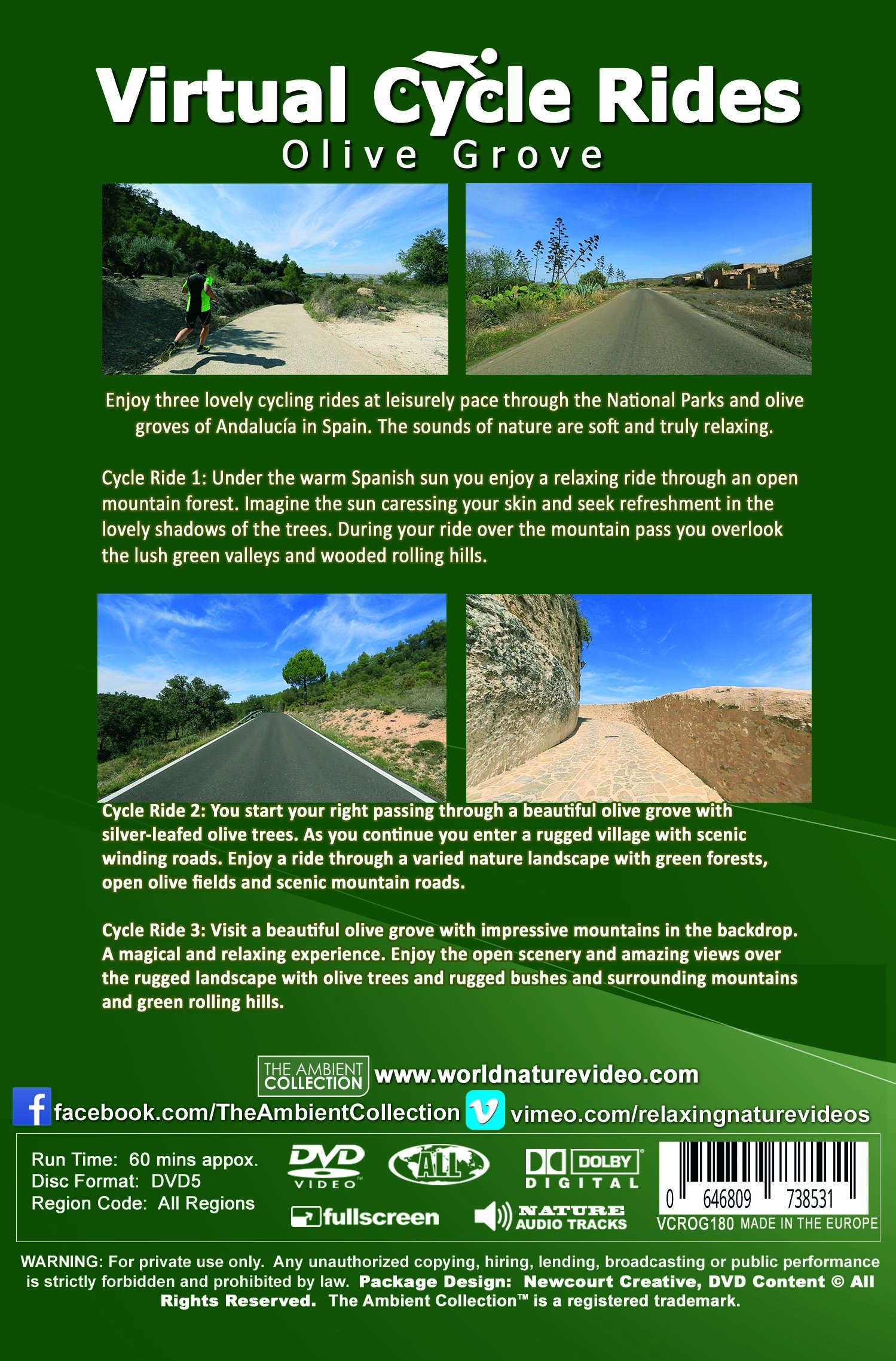 Virtual Cycle Rides - Olives Groves for Indoor Cycling Treadmill and Running Workouts