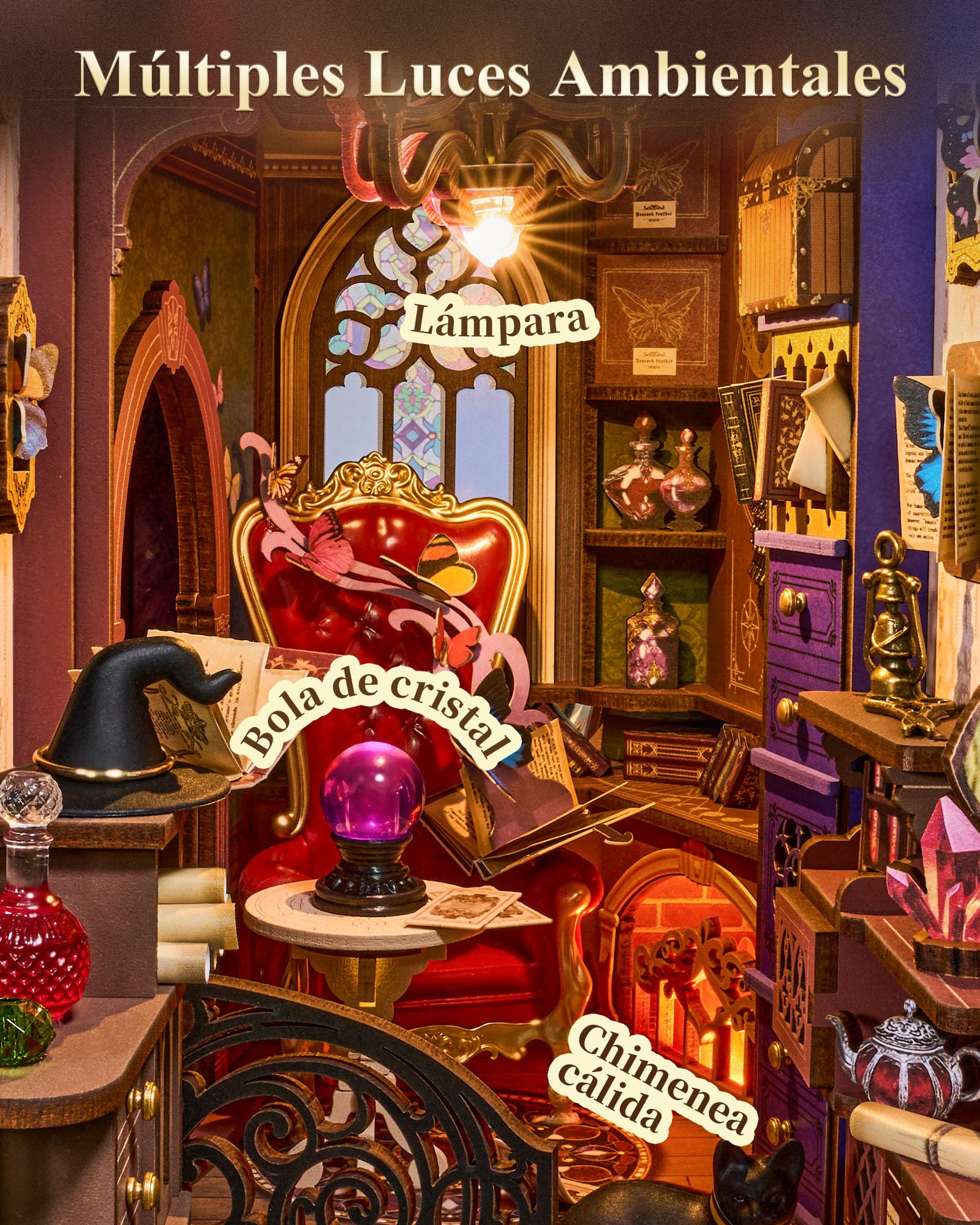 Rolife Book Nook Kit Miniature da Costruire DIY Booknook Rincón de Fantasía Mágica 3d Puzzle Legno con Luci Decorazione Libreria Casa Modellismo da Costruire Adulti Diorama Modellismo