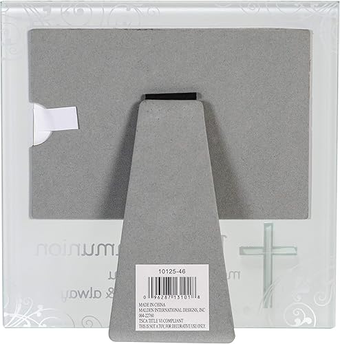 Miniatura 5 de Malden International Designs - Marco de fotos horizontal de vidrio esmerilado y espejo de la primera comunión de 4 x 6 pulgadas con borde de metal