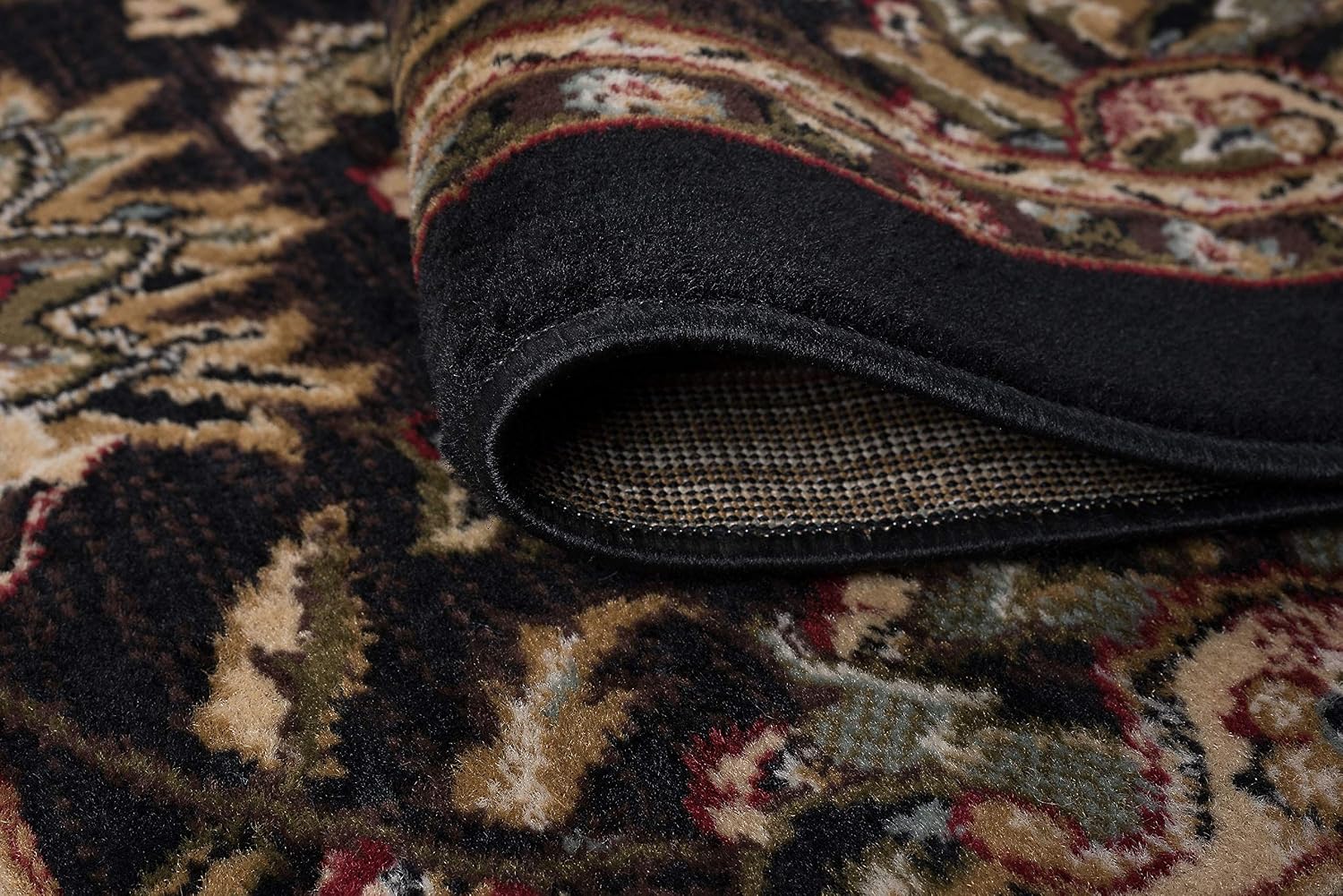 Tayse Leanna Black 8 Foot Round Area Rug for Living, Bedroom, or Dining Room - Transitional, Oriental
