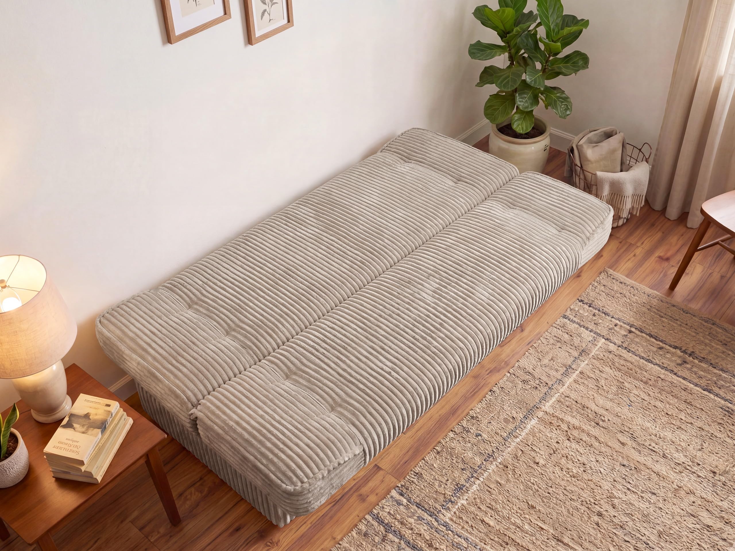 BROMARKT Sofa mit Schlaffunktion Beige Klappsofa 115x190 Cord ZALIA