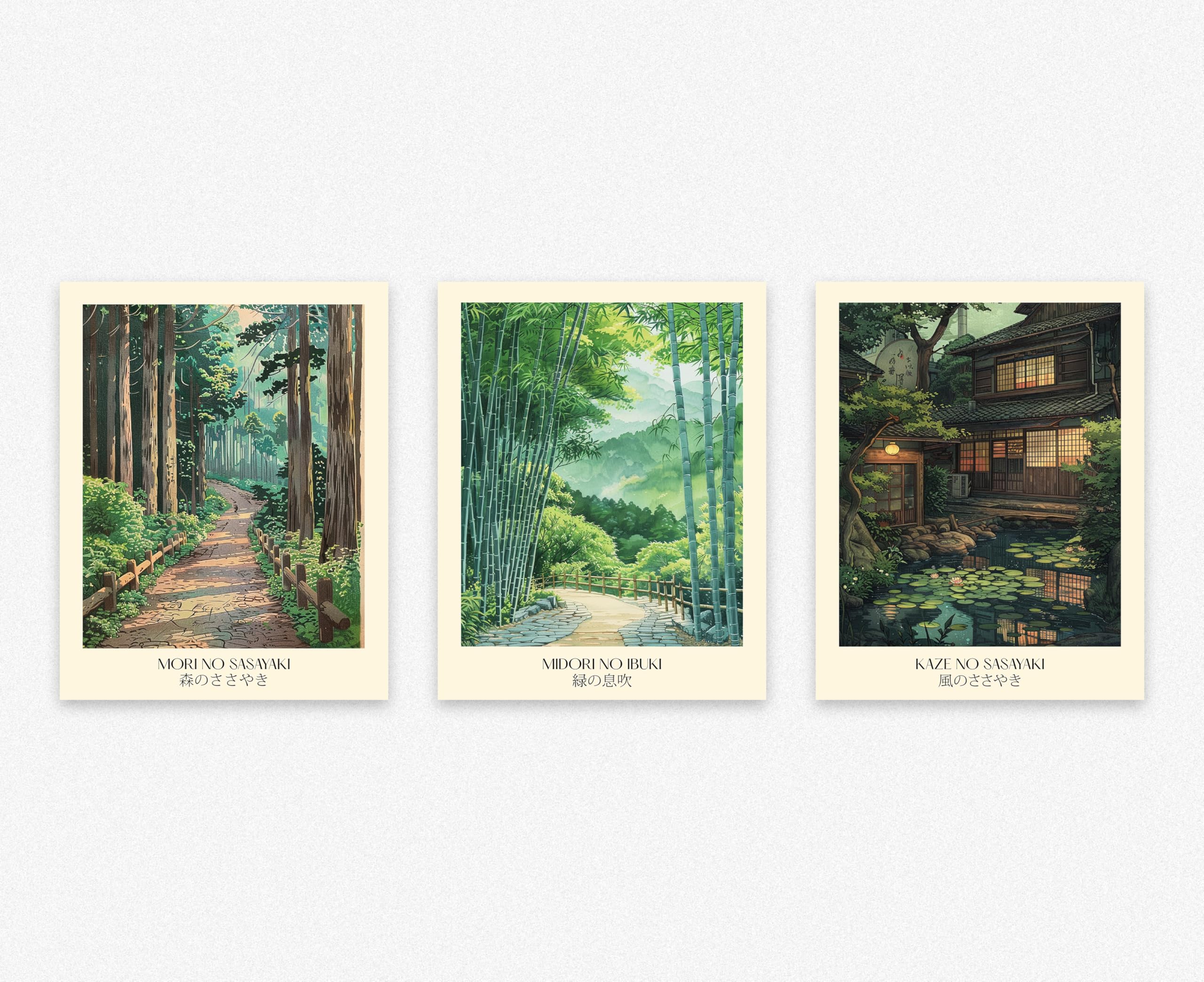 Amazon.com: Wallbuddy Japanese Landscape Poster Set of 3 - Mori No