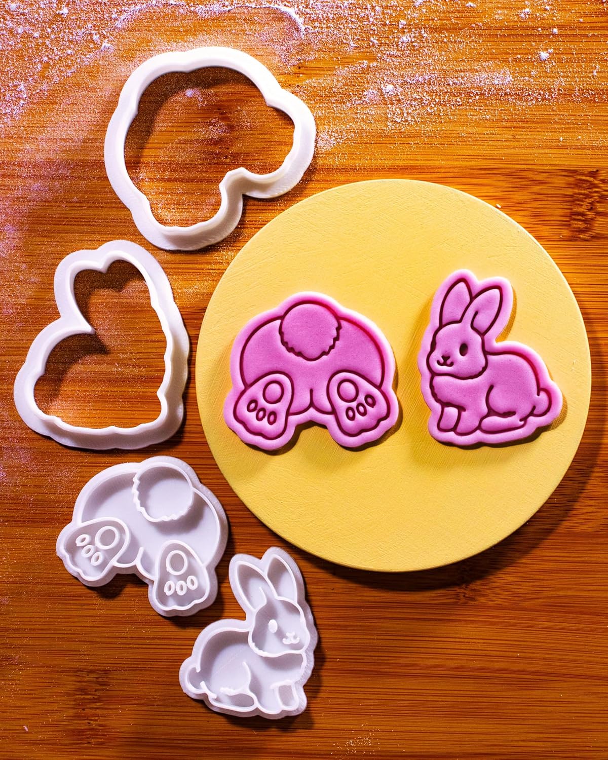 BAKERLOGY Bunny Trails - Mini 2" Cookie Cutter & Stamp Set - Easter Bunny Butt & Cute Fluffy Bunny Design for Easter & Spring Cookies, Cupcakes & Fondant Decorations image 2