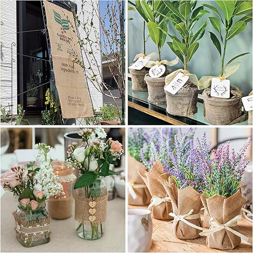 Miniatura 6 de Rollos de tela de arpillera natural multiusos de 40 pulgadas x 20 pies, rollos de arpillera de jardinería para decoraciones, bodas, paisajismo, hogar