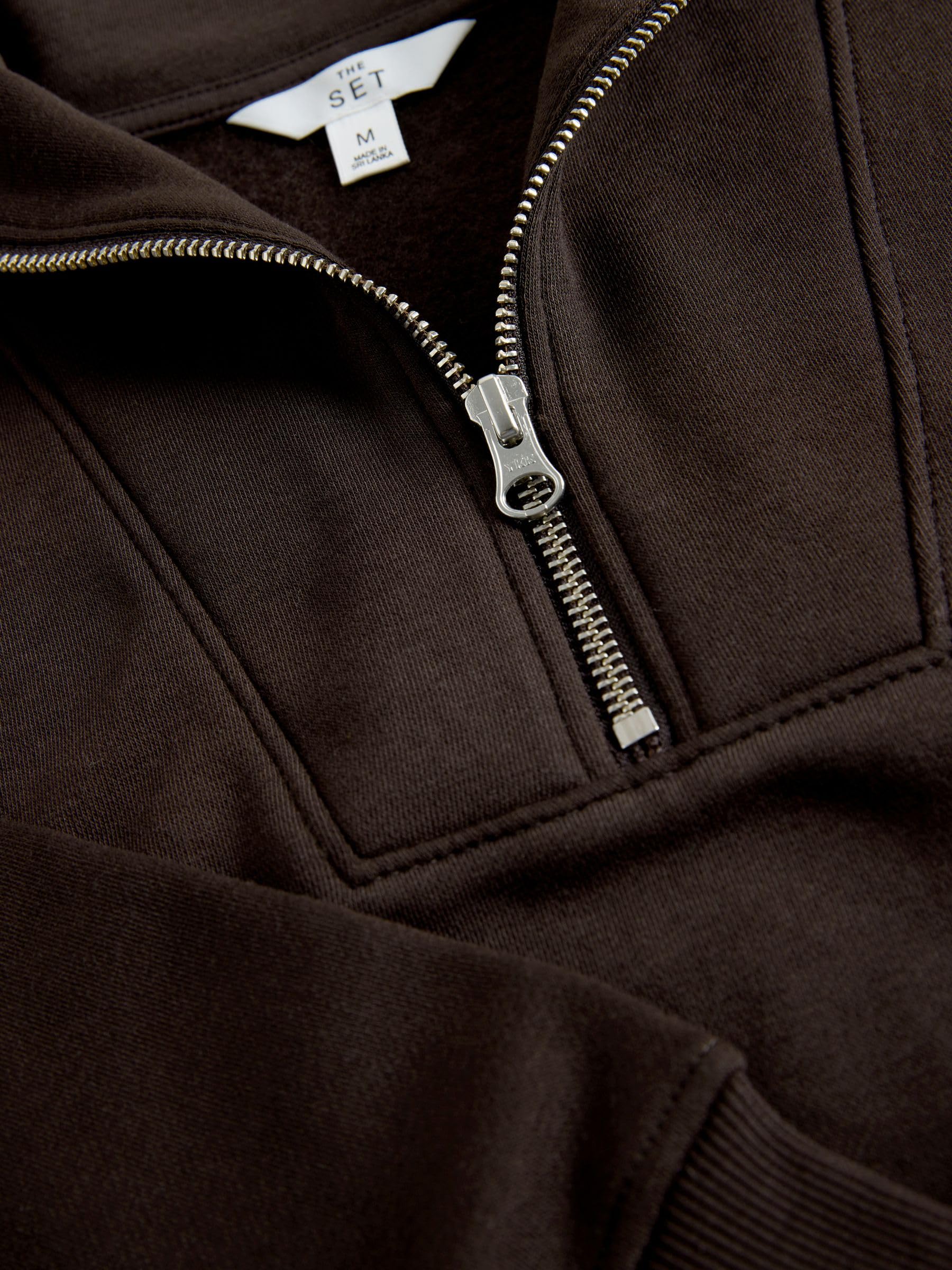 THE SET Donne Confezione da 2 felpe a collo alto con mezza zip e pantaloni da jogging a gamba larga