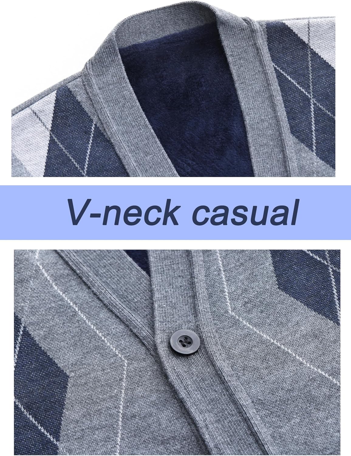 LemonGirl Mens Plaid V-Neck Cardigan Sweater Vest Sleeveless Button Casual Knitwear - Image 4