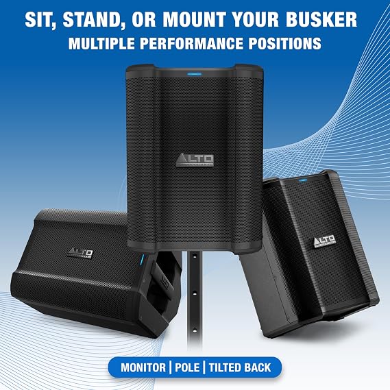 ALTO Busker 200W Portable PA Speaker System with Rechargeable Battery, Bluetooth, 3-Channel Mixer, Alesis FX, App Control, USB Charging