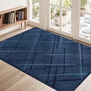 COSY HOMEER Front Door Mat Low Profile Non-Slip Doormat for Entryway,Blue