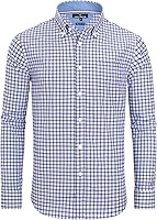 Alimens & Gentle Men's Plaid Button Down Shirt Long Sleeve Cotton Blend Regular Fit Gingham Dress Shirt Casual Formal