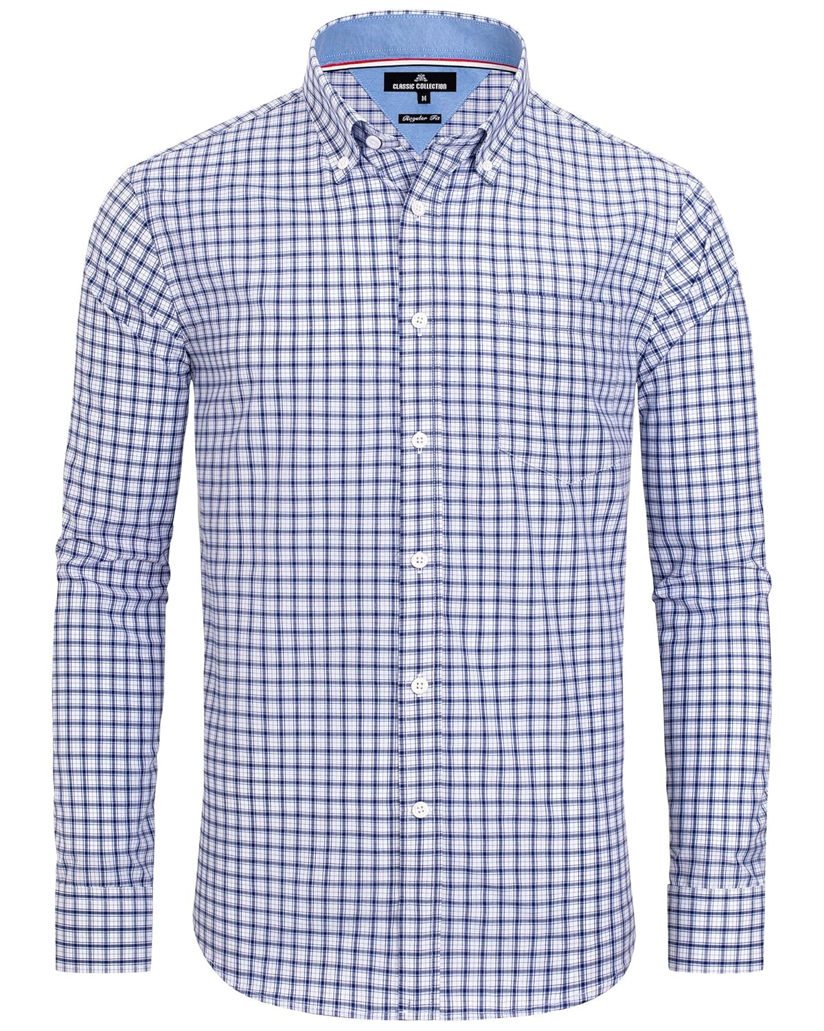 Alimens & Gentle Camisas sociais masculinas de manga comprida com botões de ajuste regular, camisas de algodão sem rugas