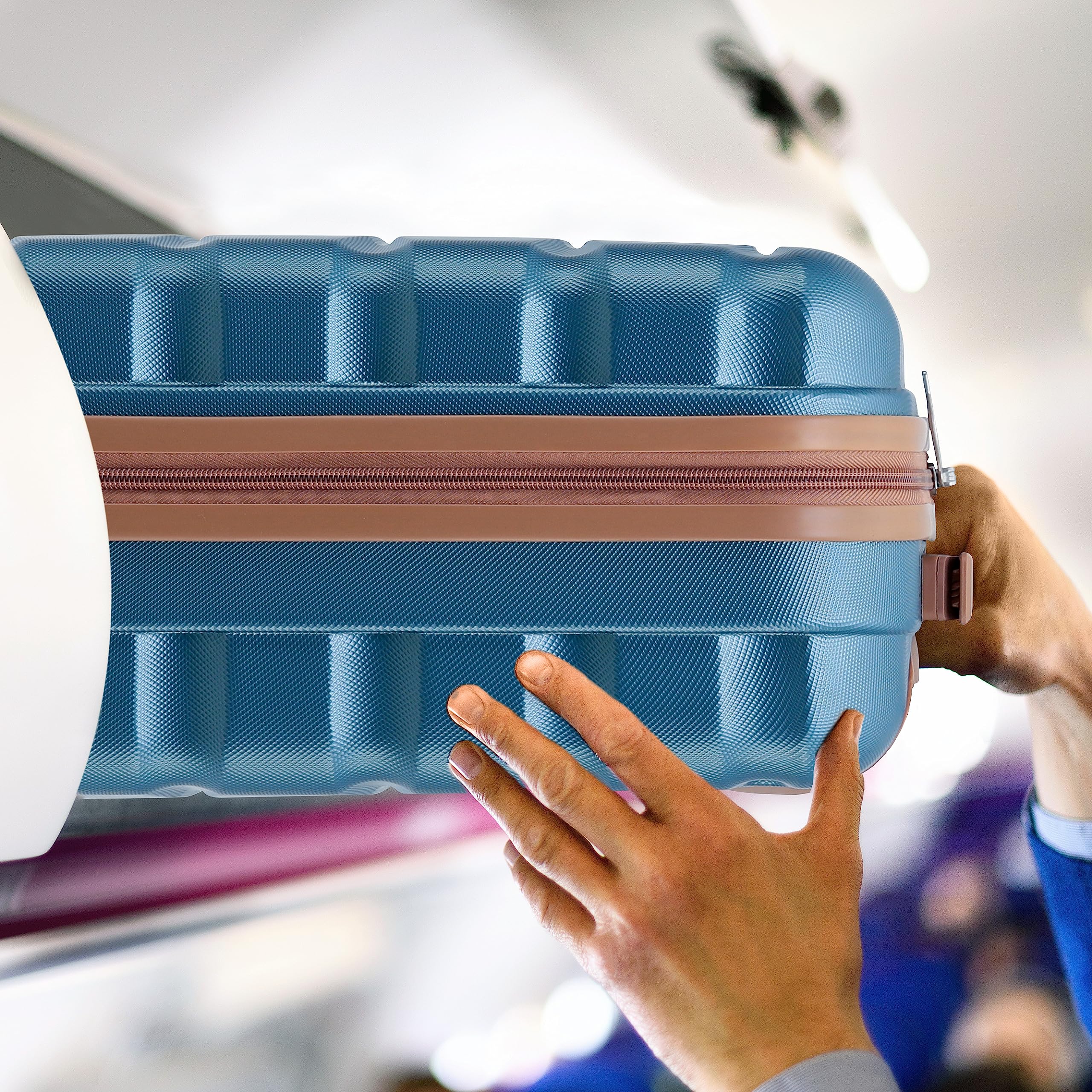 Flight Knight 55x40x20 Ryanair Priority Cabin Suitcase, Also for EasyJet, Jet2, Lightweight,ABS Hard Shell, Durable 4-Wheel Cabin Case, Carry-On Size 10kg Hand Luggage, Travel Bag- 55 x 40 x 20