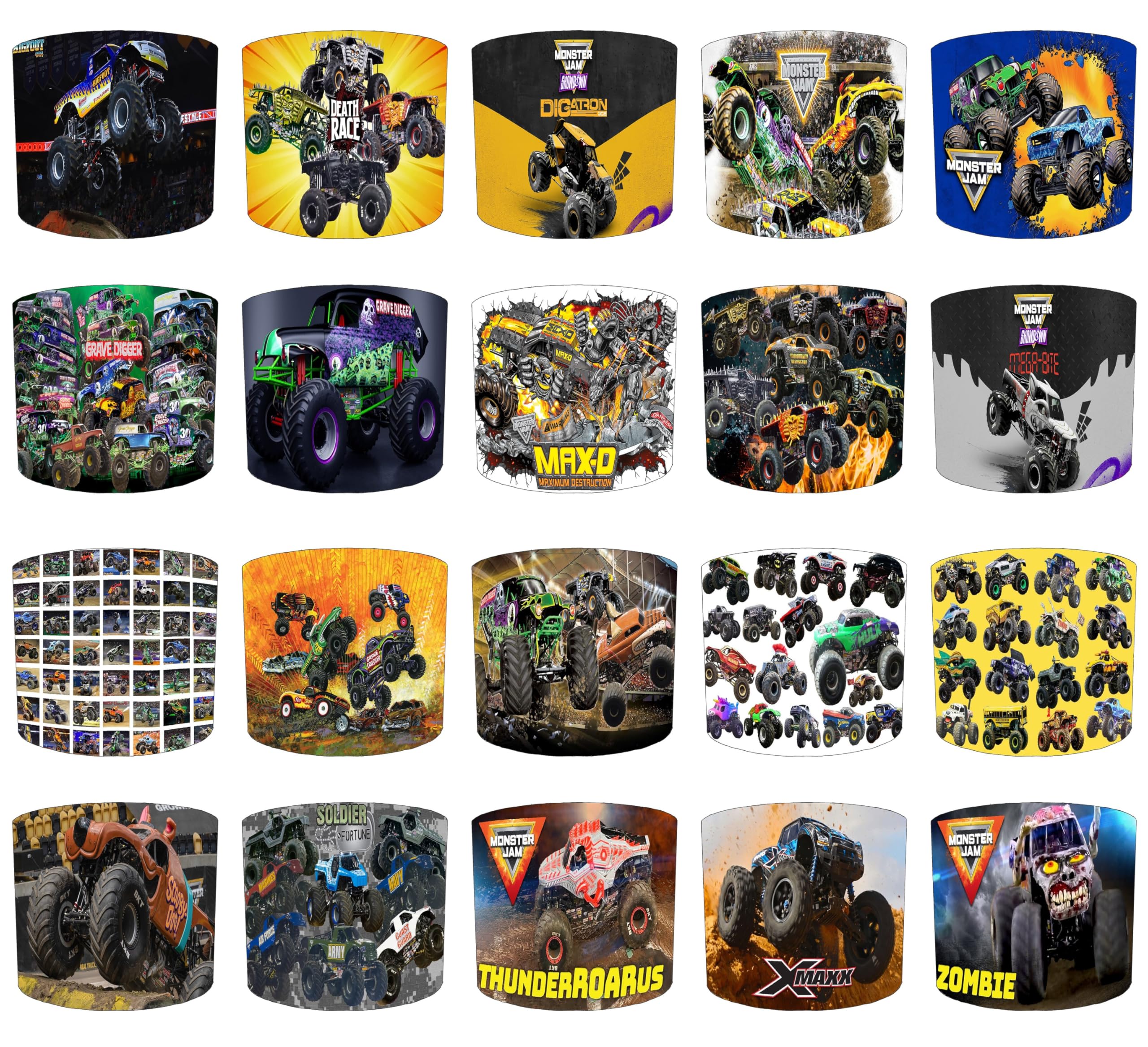 Monster Truck Jam Lampshade Available in 20 Designs and 3 Sizes for Ceiling Light Shades Pendant or Table Lamp Grave Digger Maximum Destruction
