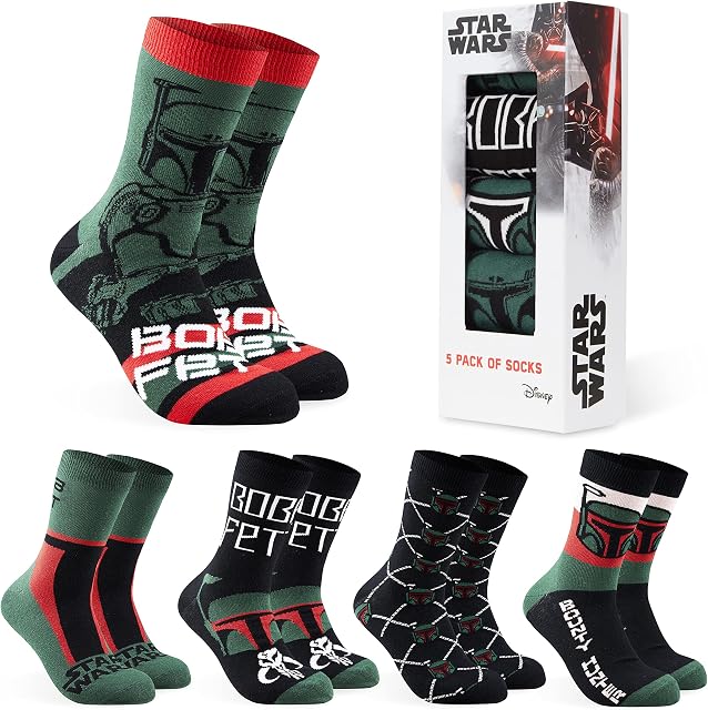 Disney The Mandalorian Mens Socks Boba Fett Socks Pack of 5