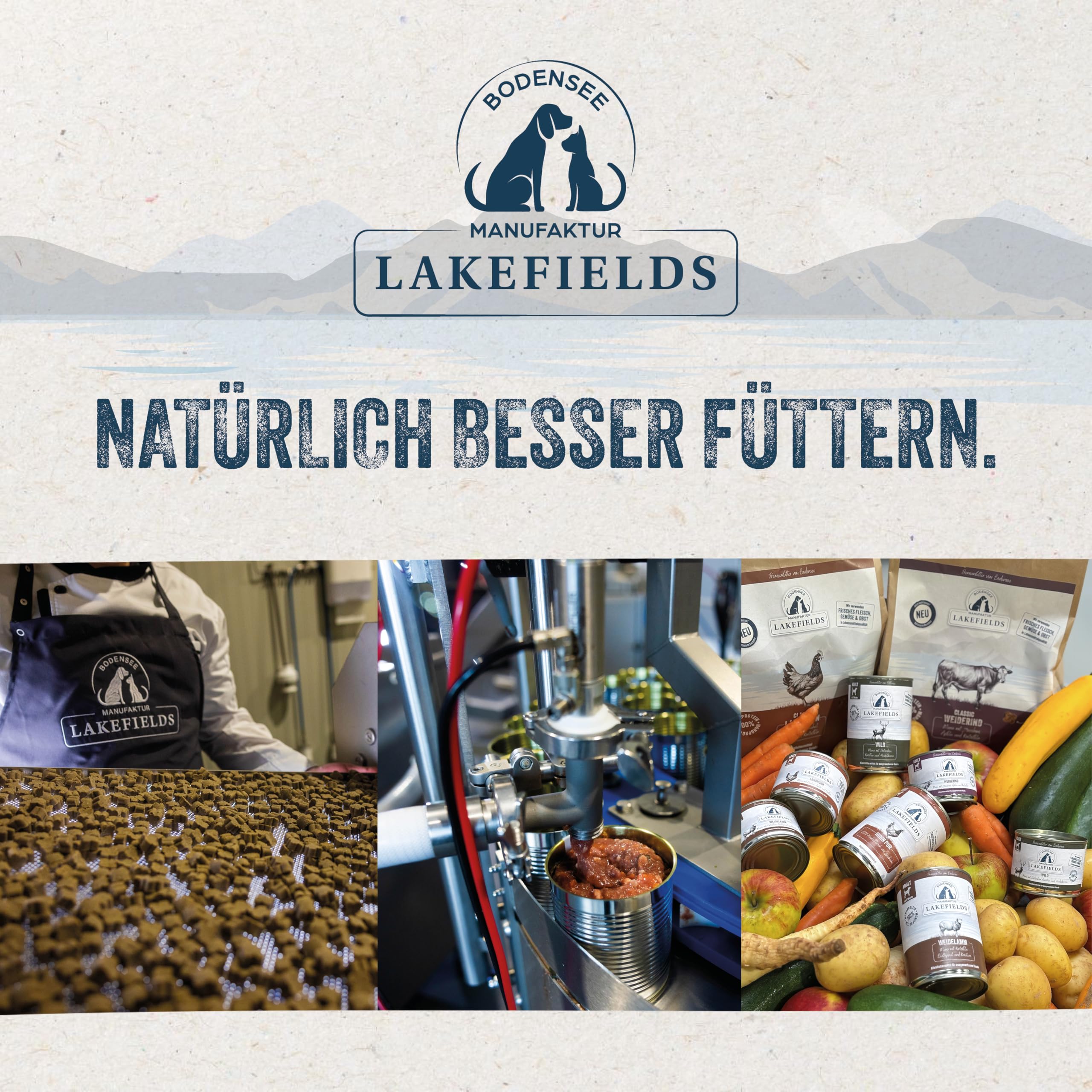 Lakefields Classic Hundefutter trocken | Lamm 60% | 4 x 1kg | Getreidefreies Trockenfutter für kleine ausgewachsene Hunde | Extra kleine Kroketten | Heidelbeeren, Äpfel & Spinat | Schonend gebacken