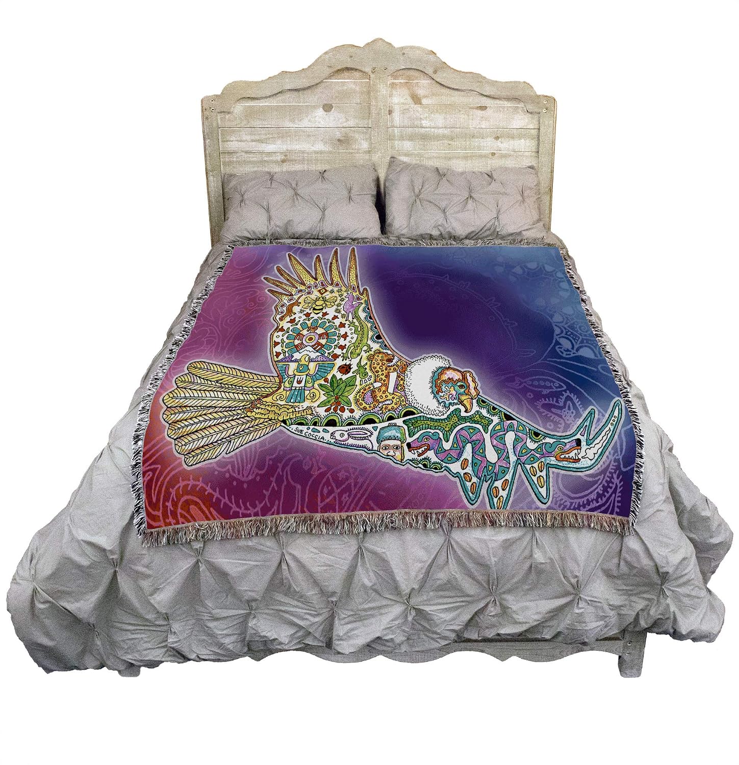 Pure Country Weavers Condor Vulture Blanket - Animal Spirits Totem by Sue Coccia - Gift Tapestry Throw Woven from Cotton - Made in the USA (72x54)