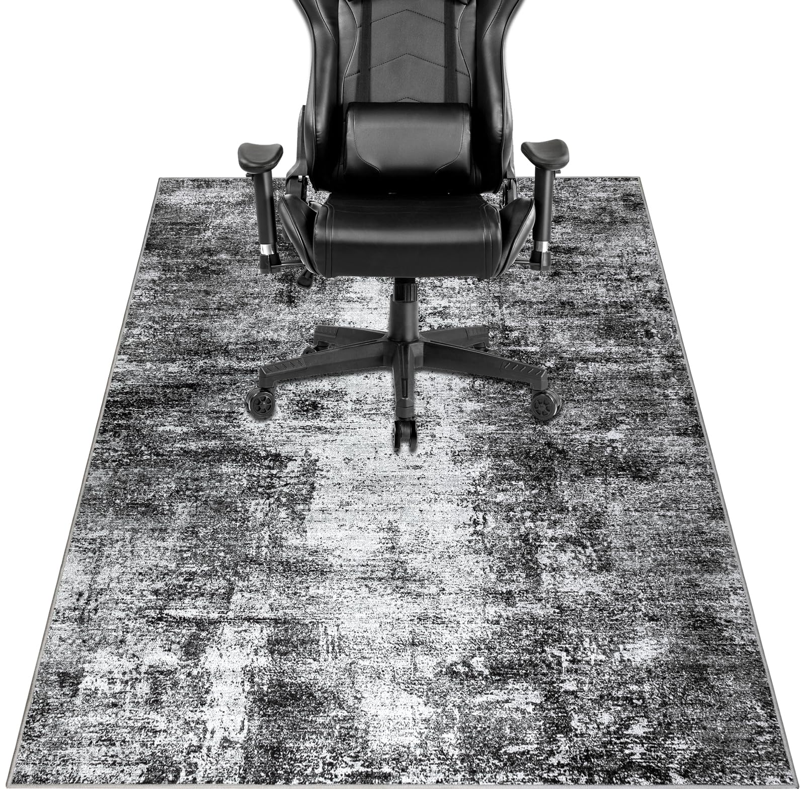 Capslpad Office Chair Mats for Hardwood Floor 120x150cm Non-Slip Modern Abstract Home Multi Purpose Chair Mat Low Pile Floor Protectors Computer Chair Carpet Mat for Tile Laminate Rolling Chair Black