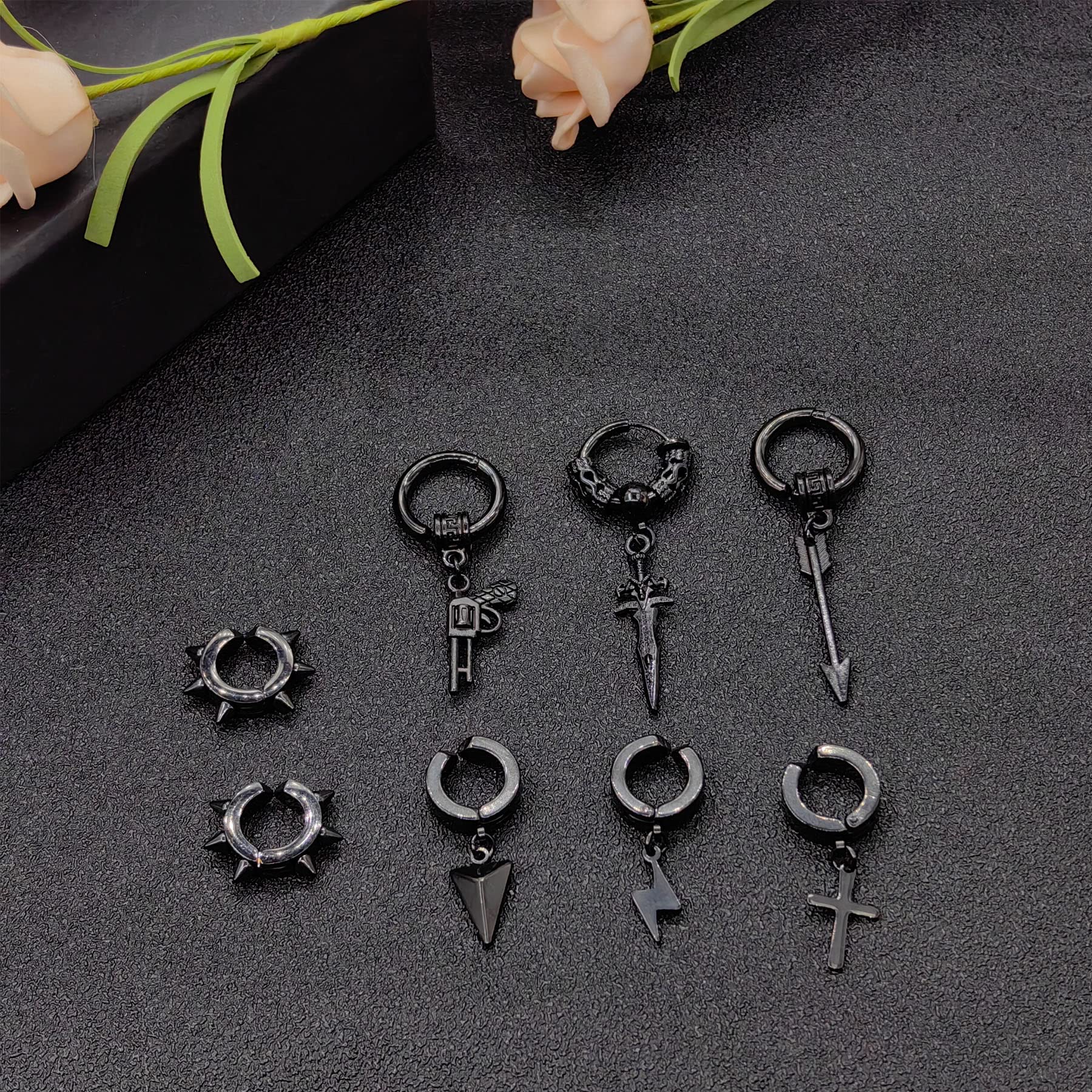 20 Pezzi Magnetici Orecchino Finto in Acciaio Inossidabile Piuma Croce Pendente Clip Orecchino Cerchio Orecchino Orecchini Magnetici Uomo