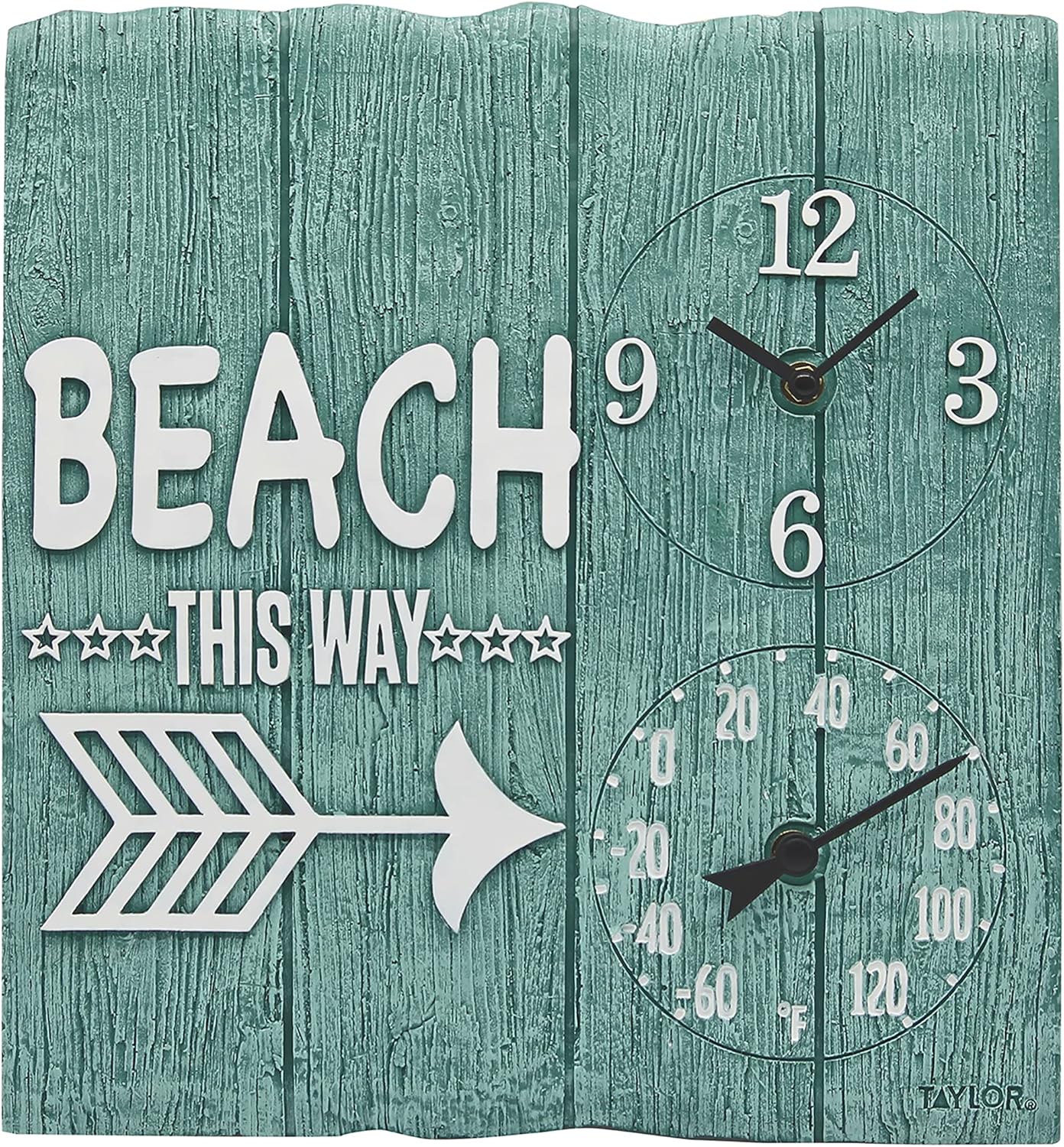 Taylor Precision Products 92685T - Reloj de Playa con termómetro (Resina, 35,6 x 35,6 cm), Multicolor