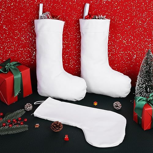 Miniatura 4 de Aodaer 12 medias de arpillera de sublimación de Navidad lisas para colgar en el árbol, chimenea, impresión de transferencia de calor, decoración