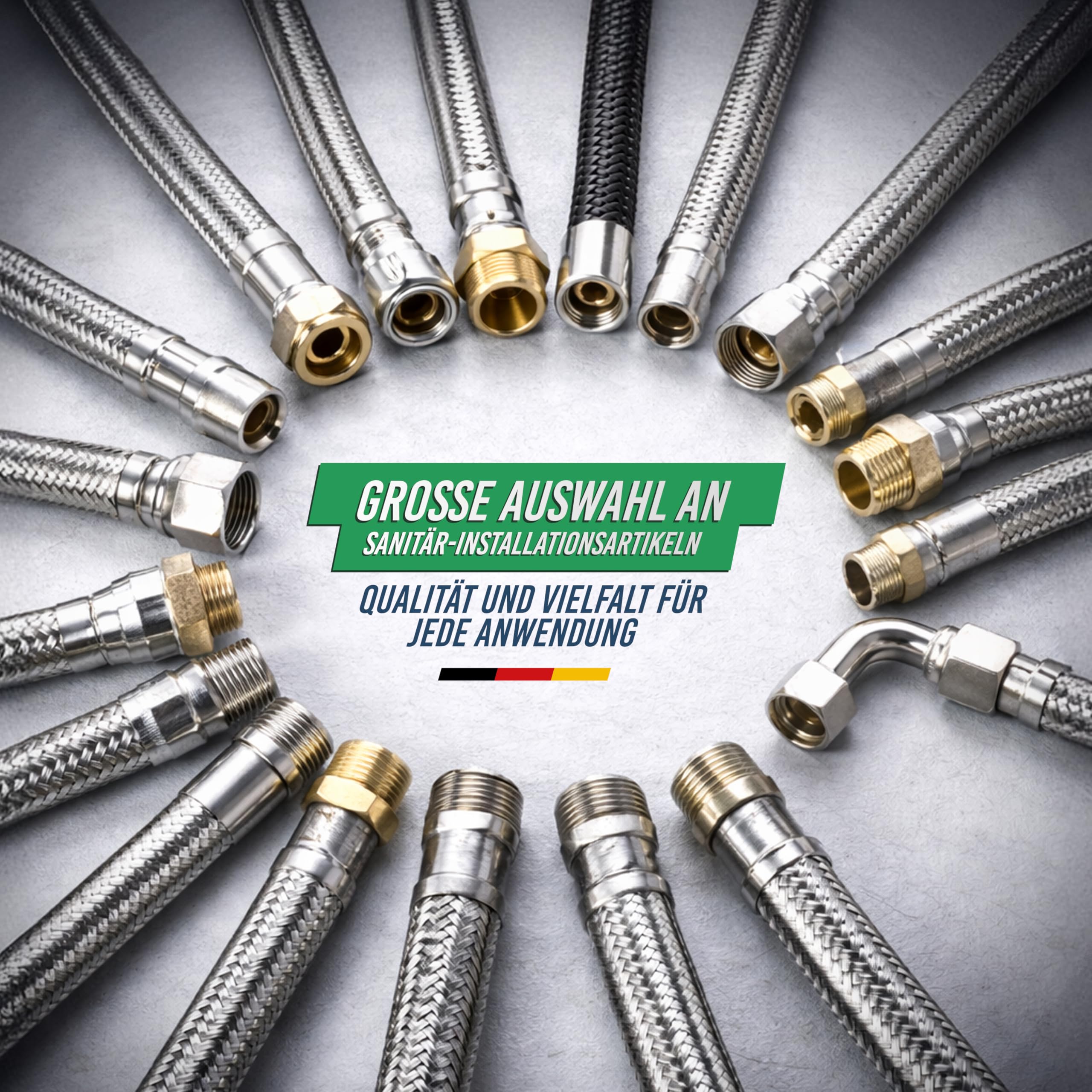 Tubo corazzato 3/4" ÜM x 3/4" ÜM, DN19, approvato per acqua potabile, 1,2 m | Tubo flessibile in acciaio inox, in HDPE, PN10, prodotto in Germania, per impianti di acqua potabile e impianti sanitari
