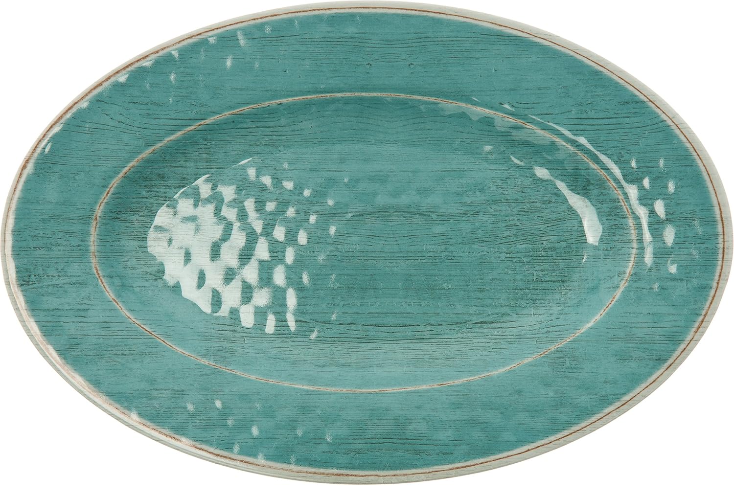 Carlisle FoodService Products Grove Resuable Plastic Oval Plate with Wide Rim for Home and Restaurant, Melamine, 12 x 8 Inches, Aqua