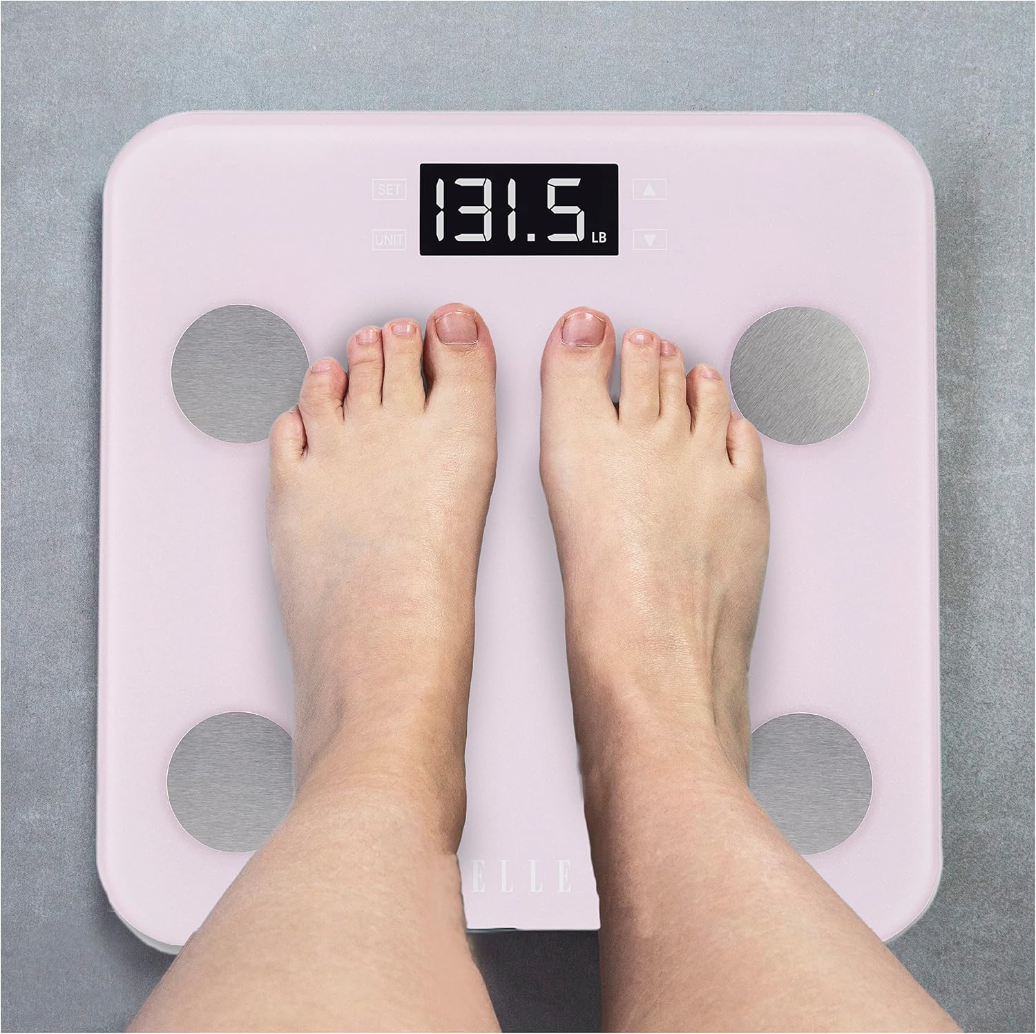 Feet positioned on ELLE Digital Body Analysis Scale EL261