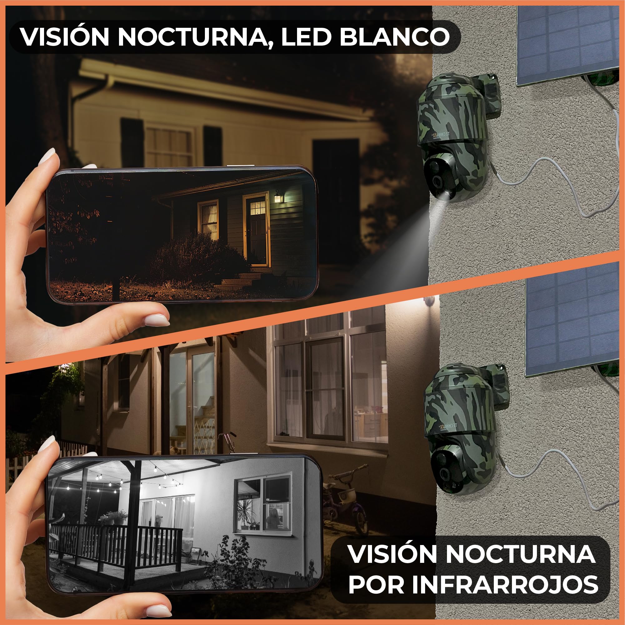 Technaxx Cámara PT 4G Exterior Solar 5W, 4MP, PTZ 360°, IP65 TX-290