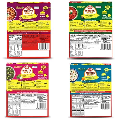 Miniatura 2 de MTR Mezcla de platos listos para comer, paquete surtido de 4 (Chana Masala, Dal Makhani, Palak Paneer, Veg Pulao) (paquete de maharaja)