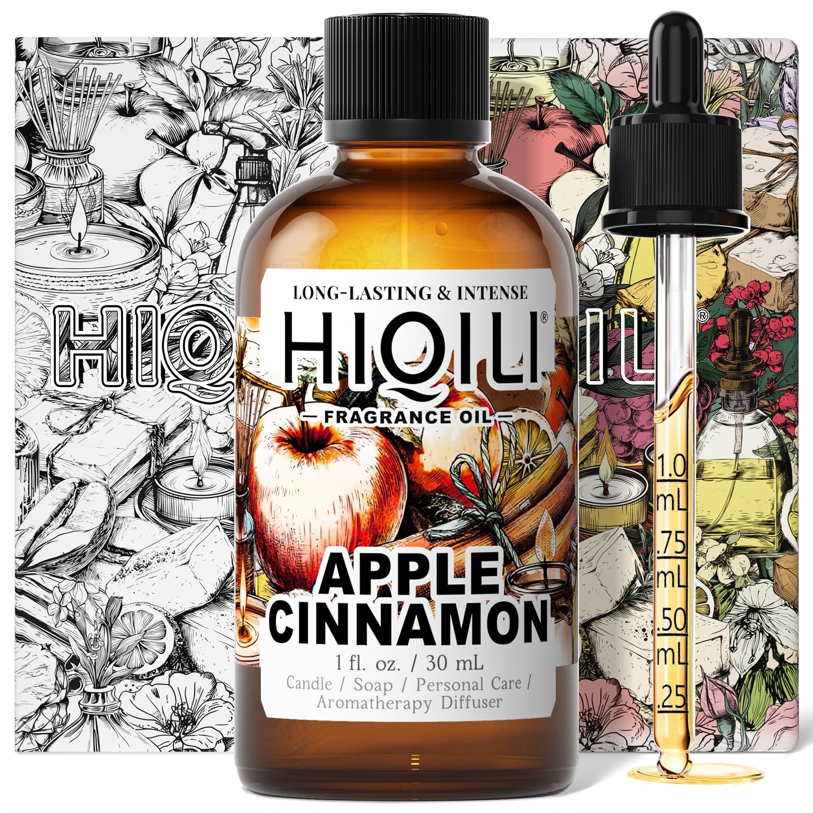 HIQILI Apple Cinnamon Fragrance Oil for Diffuer, DIY Candles, Air Freshener