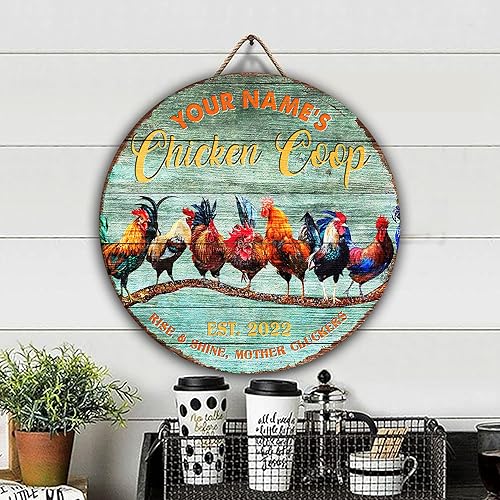 Miniatura 7 de Letrero de madera de gallinero personalizado para gallinero, diseño de granja esponjosa, varios tamaños, nombre personalizado, título y cita,