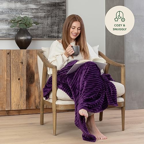 Miniatura 6 de GREEN ORANGE GO - Manta de vellón tamaño individual, 270GSM, cálida, cómoda, súper suave y afelpada para la cama, el sofá o el sillón, manta