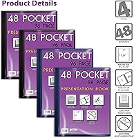 Vista 3 de Better Office Products Libro de presentación encuadernado con 48 bolsillos, colores surtidos, cubierta frontal transparente, 96 páginas protectoras