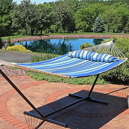 Vista 66 de Sunnydaze - Hamaca acolchada para 2 personas con soporte universal multiusos Playa Catalina