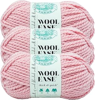 Lion Brand Yarn Wool-Ease Thick & Quick Yarn, Soft and Bulky Yarn for Knitting, Crocheting, and Crafting, 3 Pack, Rouge