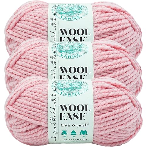 Lion Brand Yarn Wool-Ease Thick & Quick Yarn, Soft and Bulky Yarn for Knitting, Crocheting, and Crafting, 3 Pack, Rouge