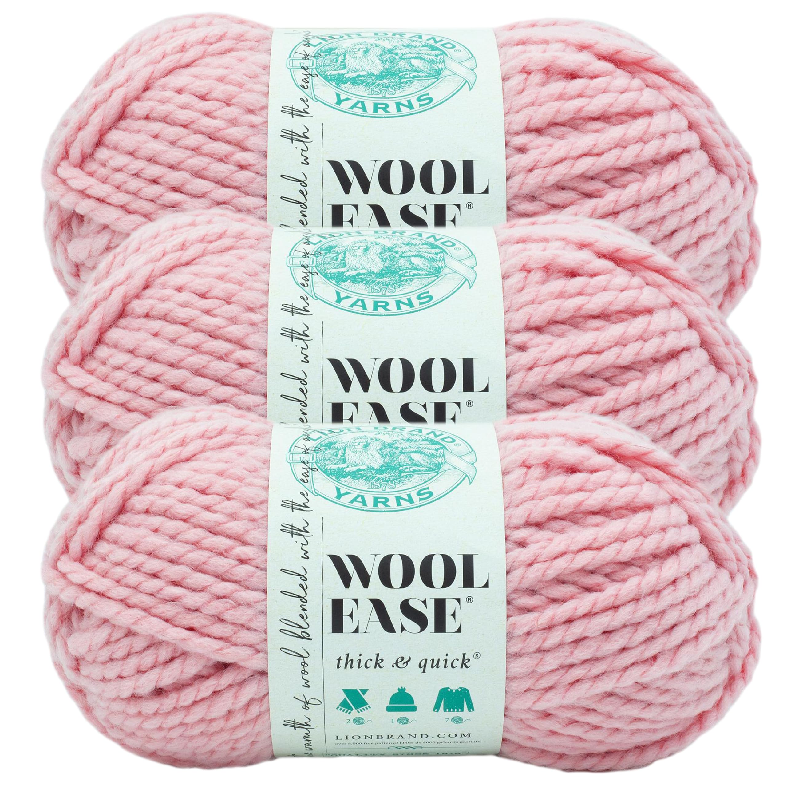 Lion Brand Yarn Wool-Ease Thick &amp; Quick Yarn, Soft and Bulky Yarn for Knitting, Crocheting, and Crafting, 3 Pack, Rouge