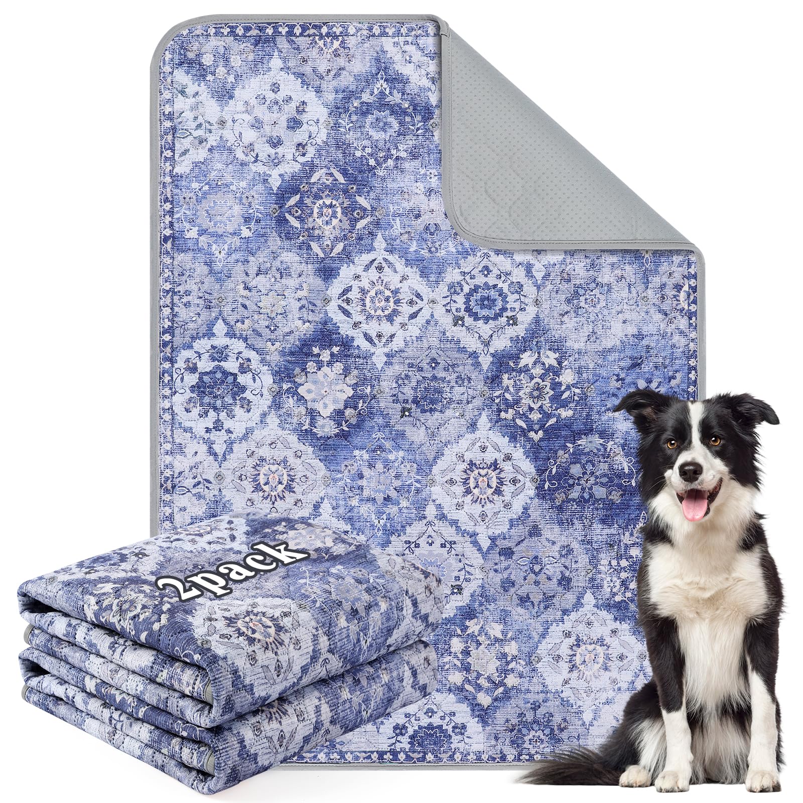 Aruiliya Reusable Washable Puppy Pads, 2 Pack Dog Training Pee Pads with Anti Slip Bottom, Super Absorbent and Leak-Proof for Floor, Crate, Potty Training (45 x 60cm) â image 1