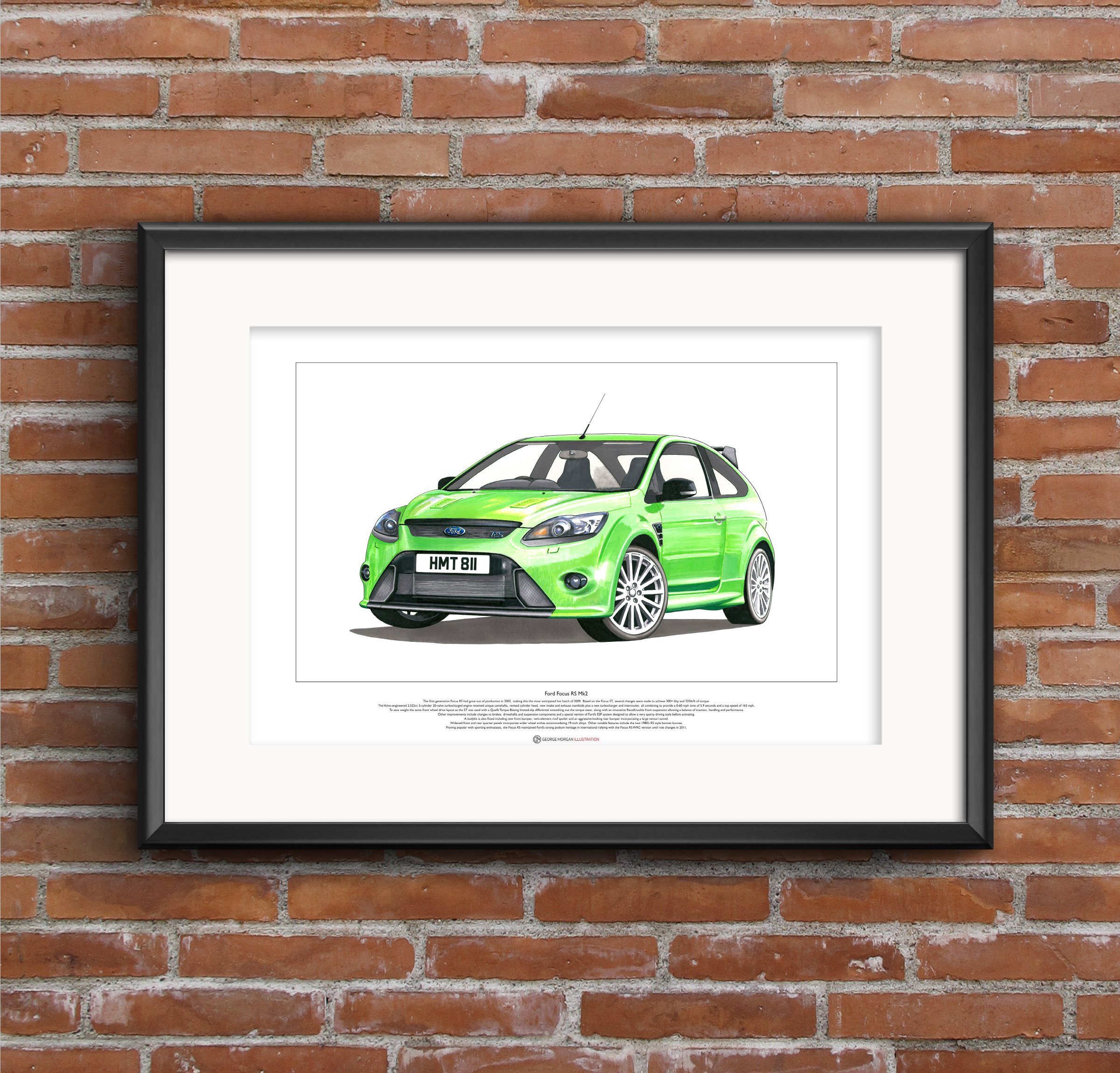 George Morgan Illustration Ford Focus RS Mk2 - tamaño A2 del