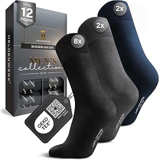 HELDENWERK Pack of 12 Men's Socks, Men's Socks with Breathable Cotton without Press…